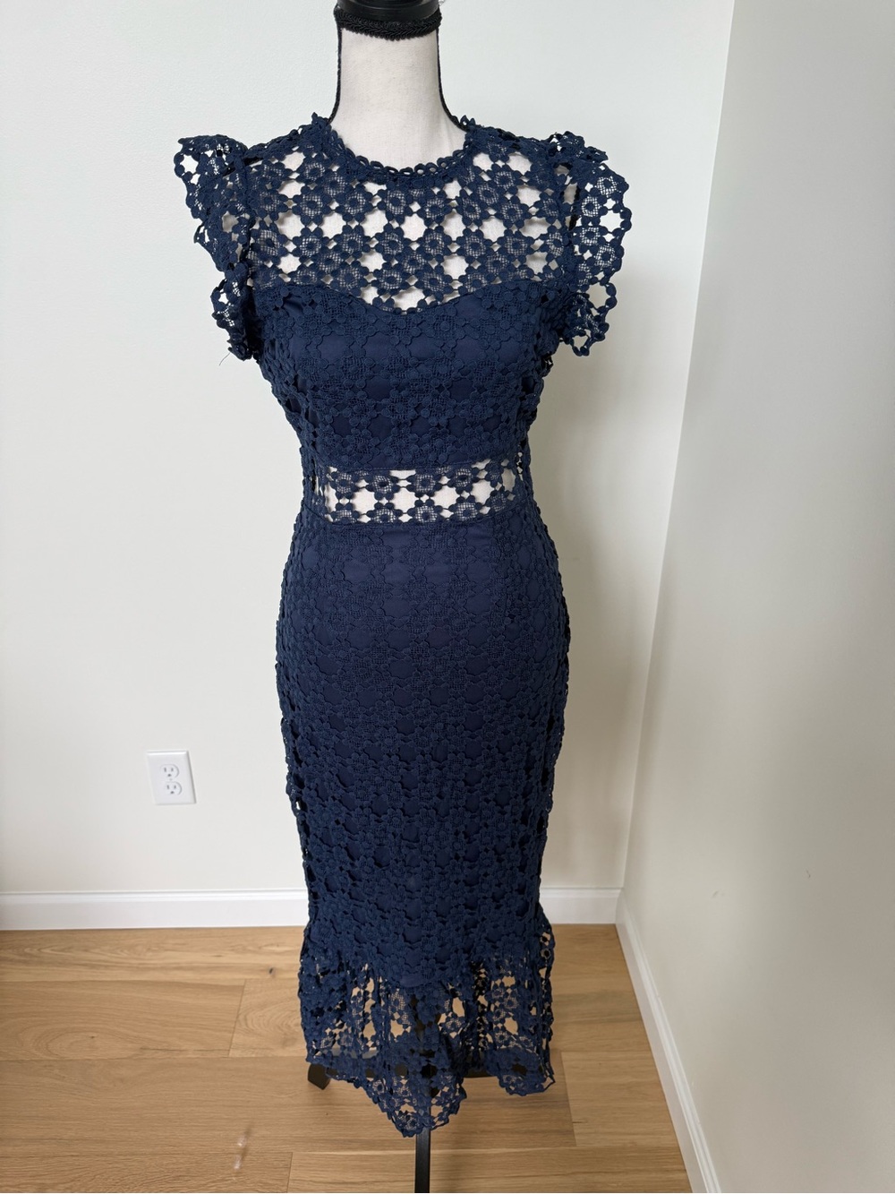 Petal & Pup Navy Floral Lace Midi Dress